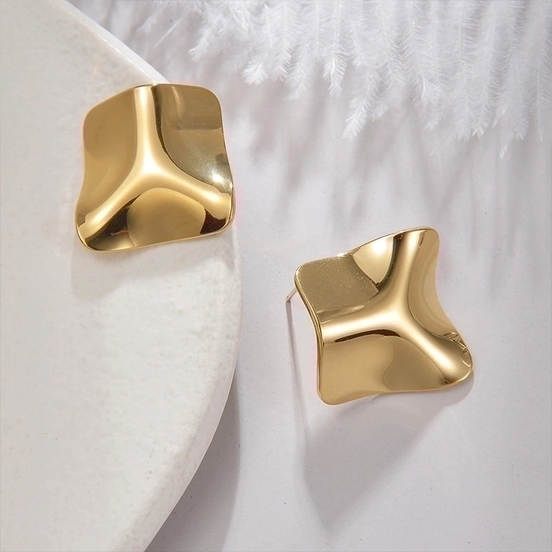 1 Pair Elegant Irregular Geometric Plating 304 Stainless Steel 18K Gold Plated Stainless Steel Earrings