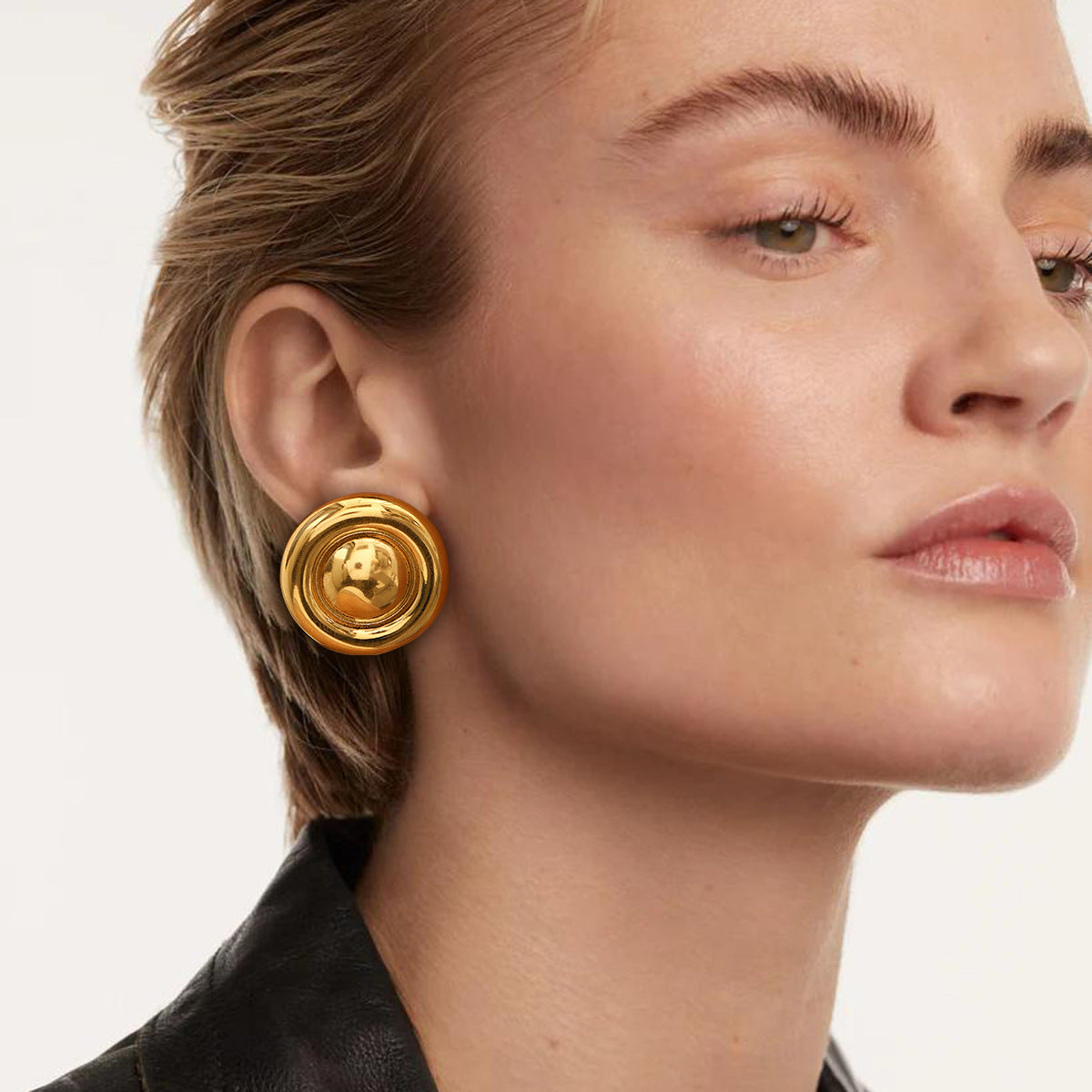 Stainless Steel 18K Gold Stainless Steel Glossy Retro Simple Versatile Hoop Earrings
