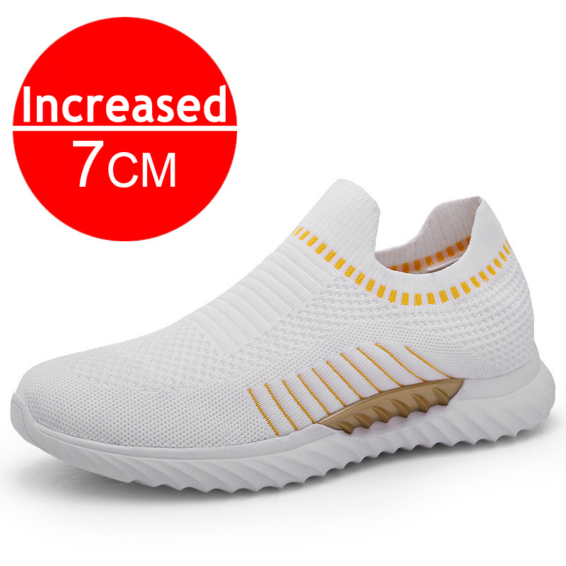 Men Sneakers Elevator Shoes Hidden Heels Breathable Heightening Shoes For Men Increase Insole 7CM Sports Casual Deodorant Shoes