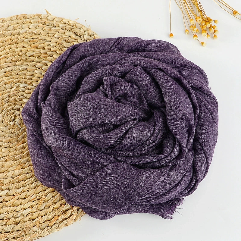 Women's Sweet Solid Color Cotton Silk Scarves