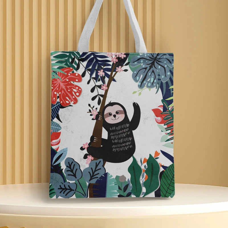 Women's Medium Canvas Animal Basic Classic Style Square Open Canvas Bag