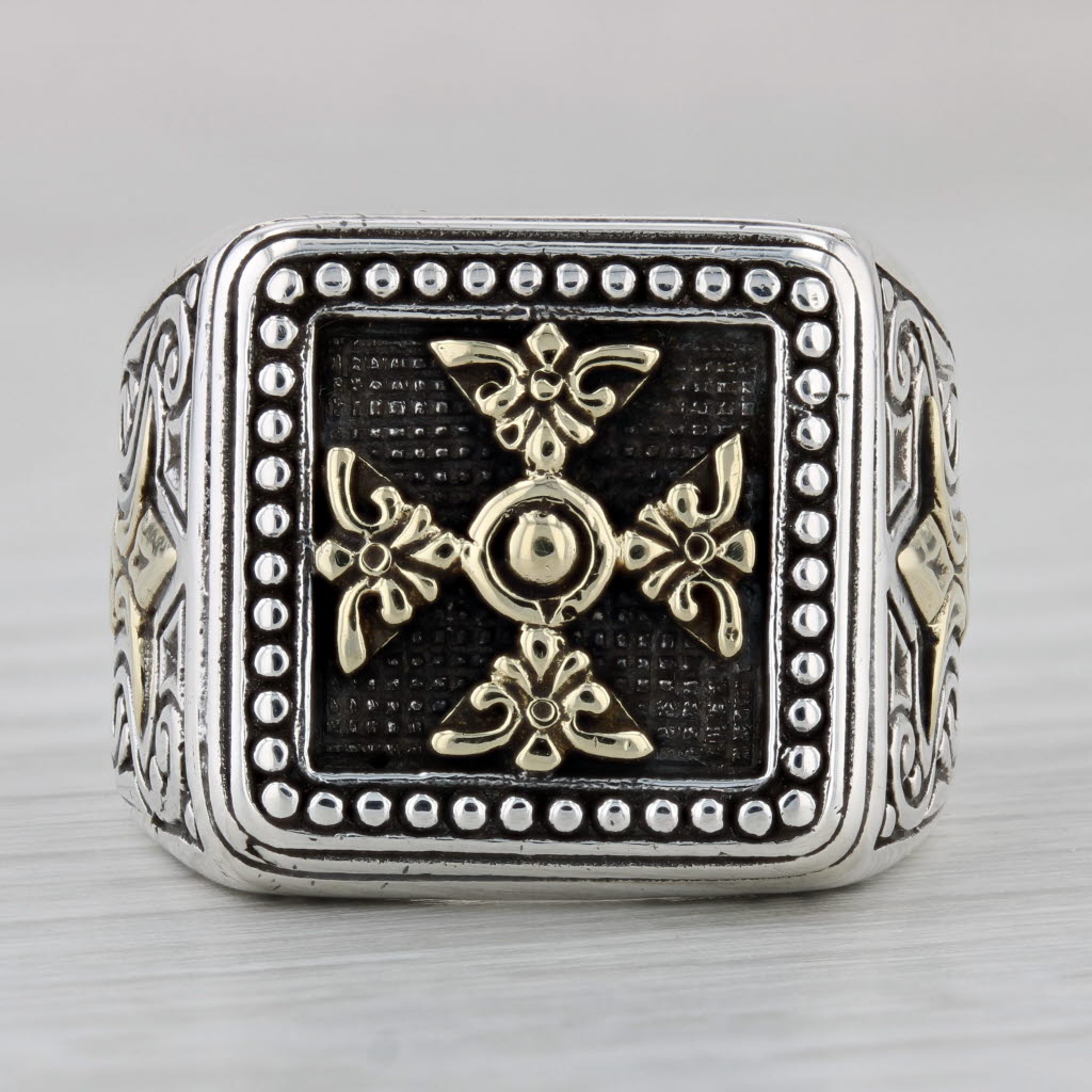 Konstantino Cross Ring Sterling Silver Bronze Size 10 Men's Signet