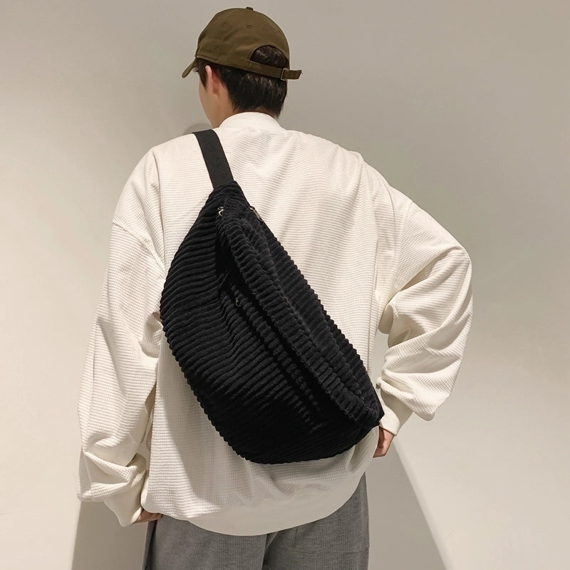 Women's Classic Style Solid Color Corduroy Waist Bags