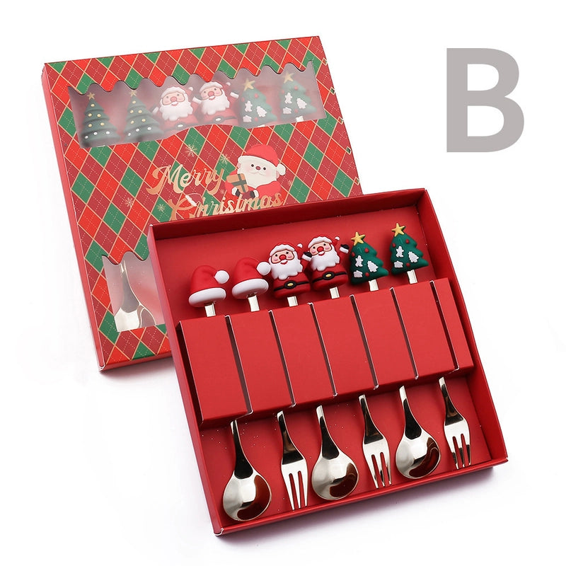 Christmas Cute Christmas Tree Santa Claus Star 304 Stainless Steel PVC Tableware 1 Piece