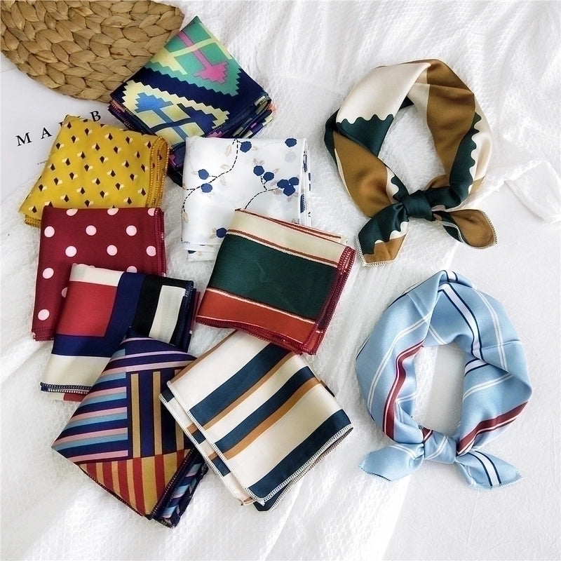 Women's Sweet Color Block Polyester Printing Silk Scarf