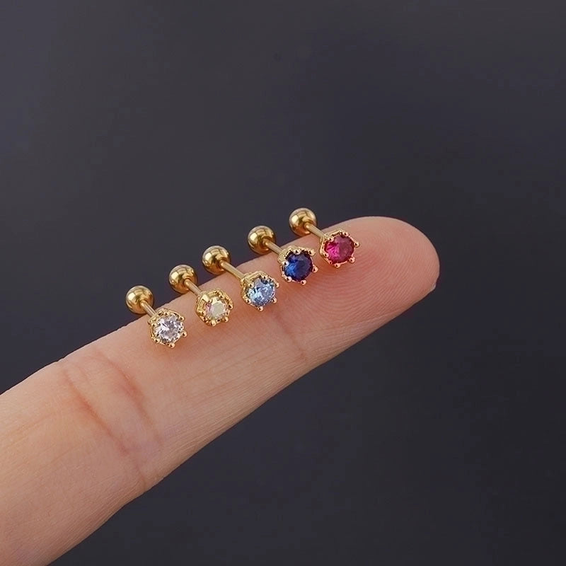 Ear Cartilage Rings & Studs Minimalist Geometric Copper Plating Artificial Gemstones