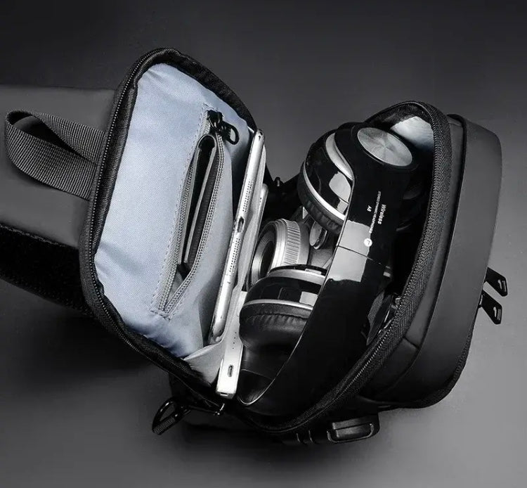 Anti Theft Chest Bag. USB Charging Crossbody Bag