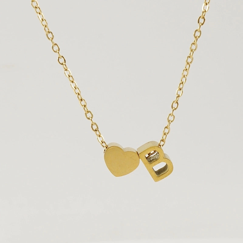 Fashion Letter Heart Shape 304 Stainless Steel 18K Gold Plated Gold Plated Stainless Steel Necklaces