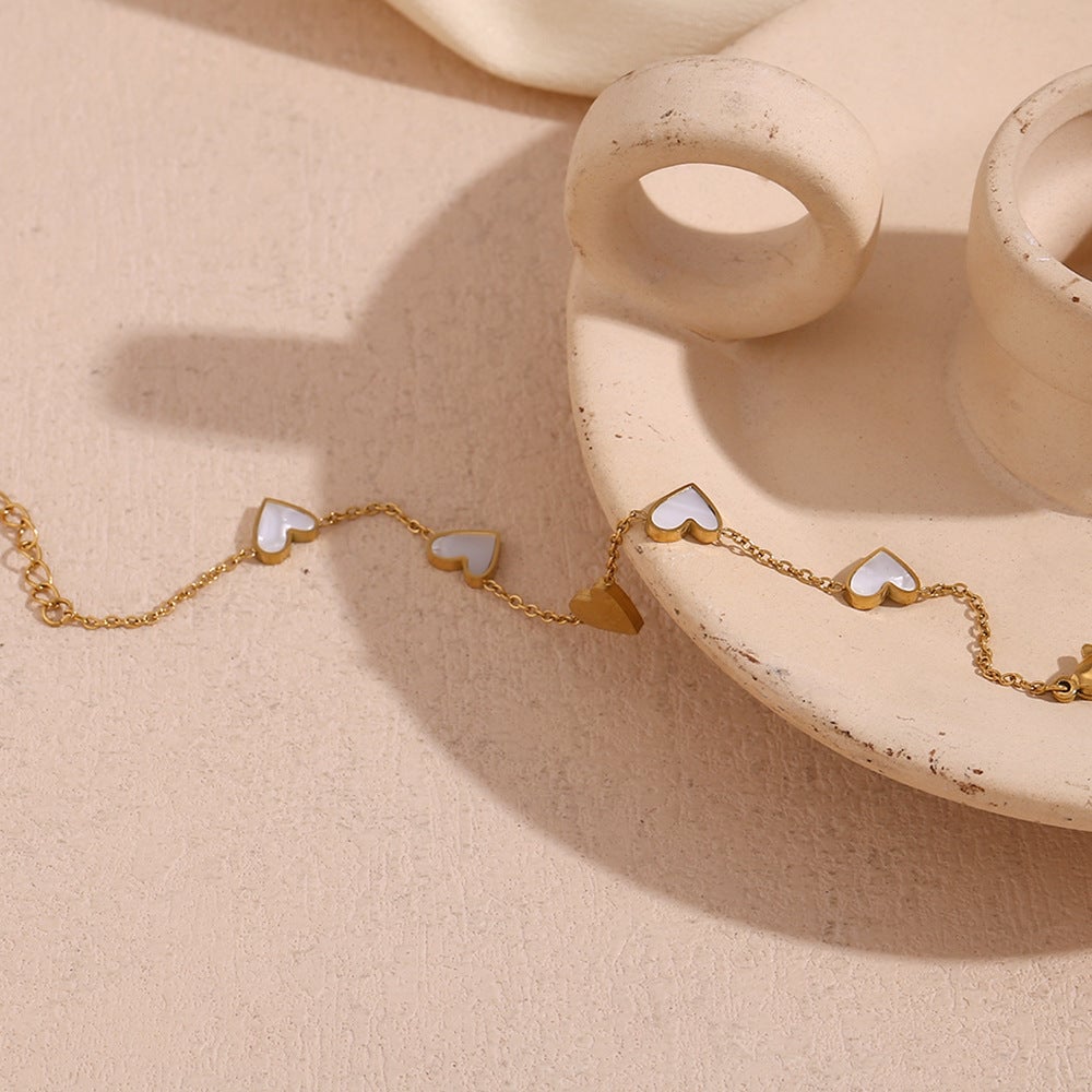 Women Fashion Heart Geometric Stainless Steel 18K Gold Plated Bracelets