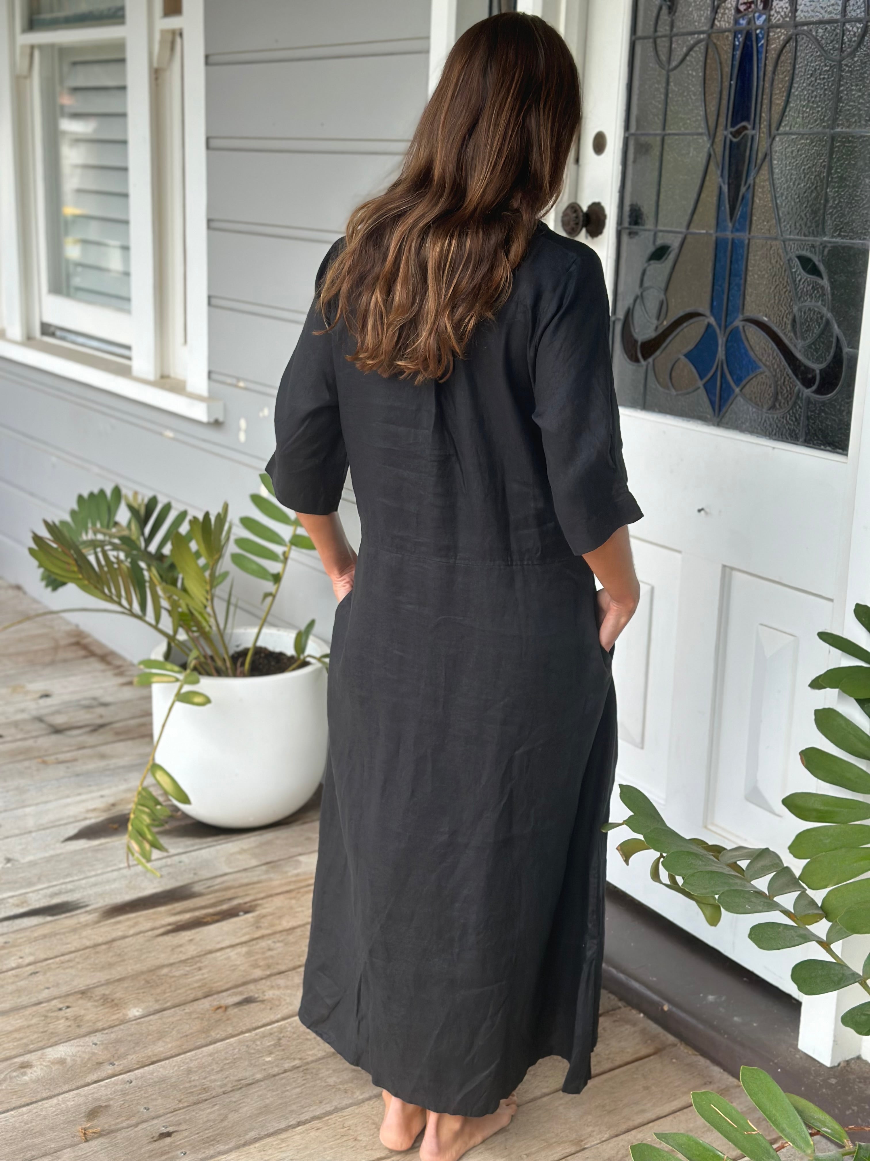 bridget dress - black linen