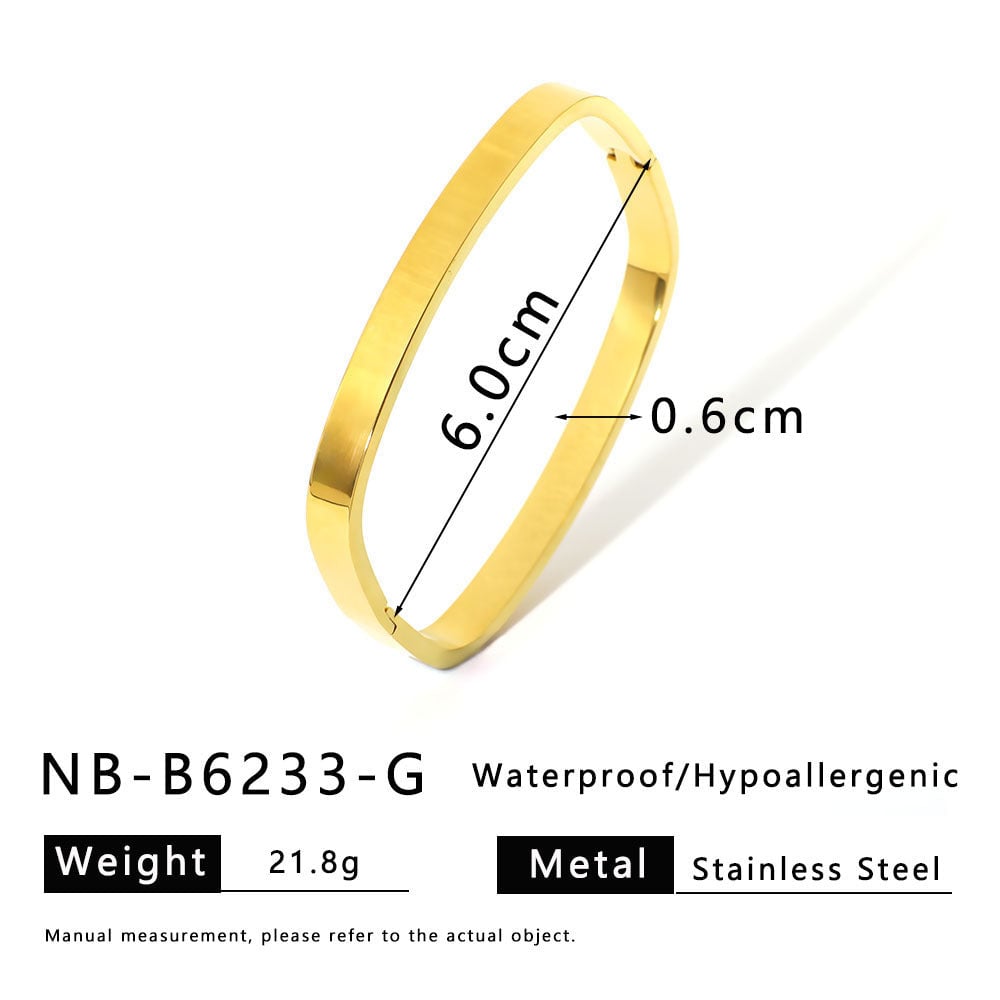 2025 Trendy Unique Square Stainless Steel Bracelet With 18K Gold Plated Female Set