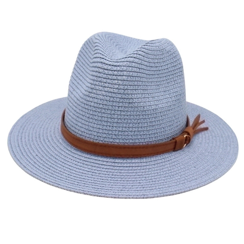 Unisex Pastoral Solid Color Wide Eaves Straw Hat