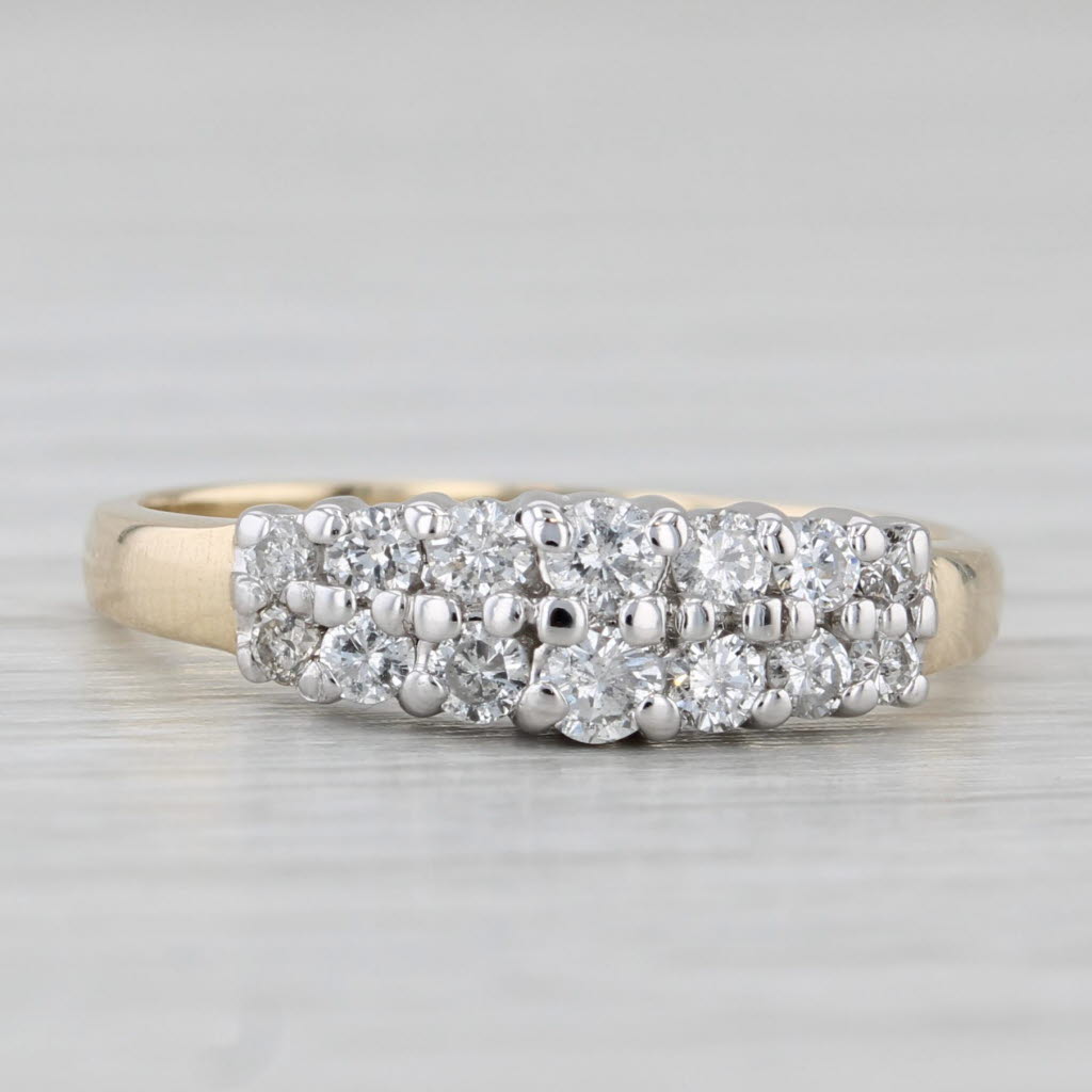 0.40ctw Diamond 2-Row Tiered Ring 14k Gold Size 7 Stackable Anniversary