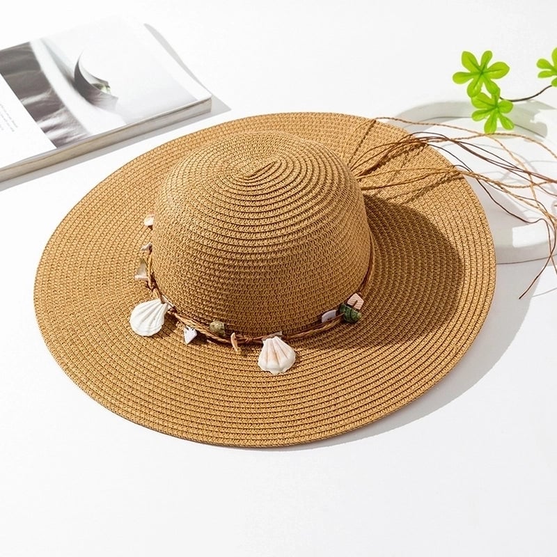 6 Pieces Women's Bohemian Solid Color Big Eaves Sun Hat