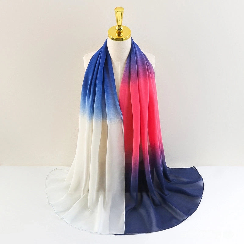 New 75D Chiffon Scarf Spring Long Scarf Gradient Scarf Spring And Autumn Building Season Scarf Women Factory