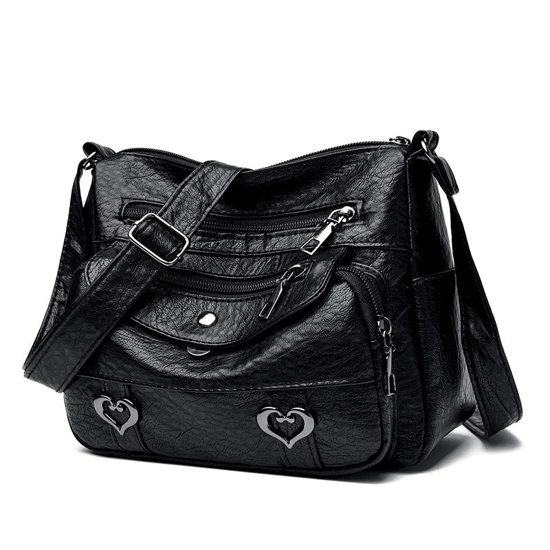 Women's Medium Pu Leather Solid Color Basic Square Zipper Shoulder Bag Crossbody Bag