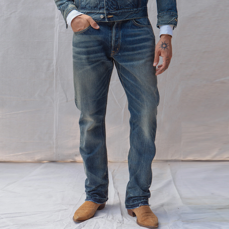 Classic 14oz Cotton Selvedge Denim Straight Leg Pants