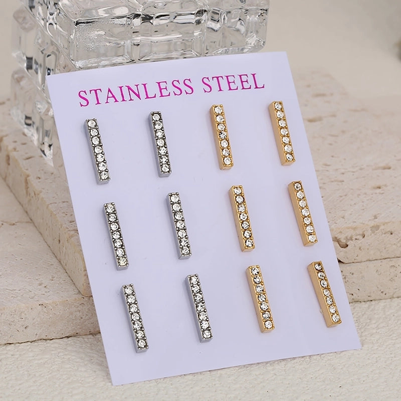 1 Set 1 Pair Luxurious Shiny Cross 304 Stainless Steel Ear Studs