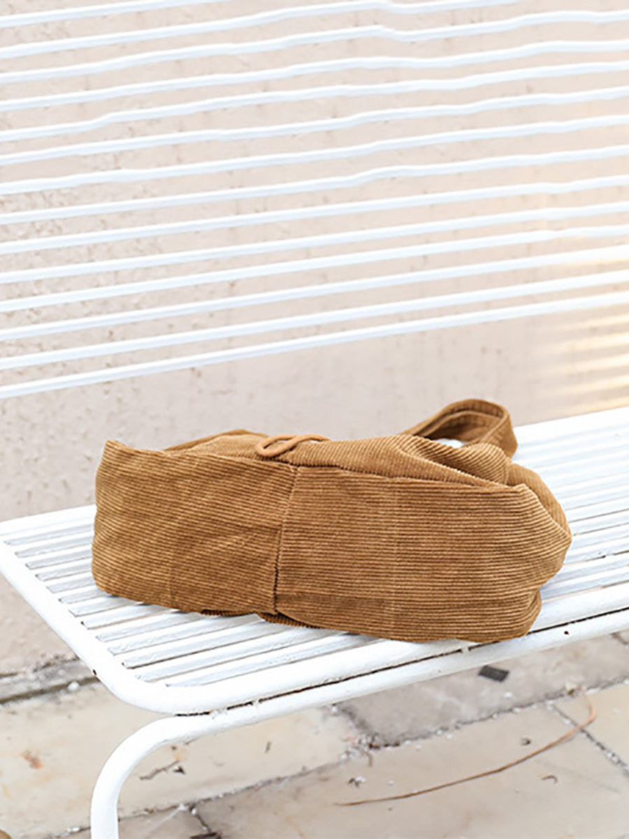 Vintage Solid Corduroy Large Capacity Shoulder Bag