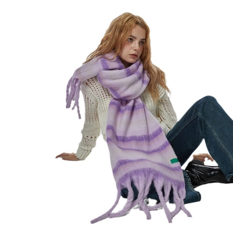 Women's Sweet Geometric Polyester Tassel Scarf