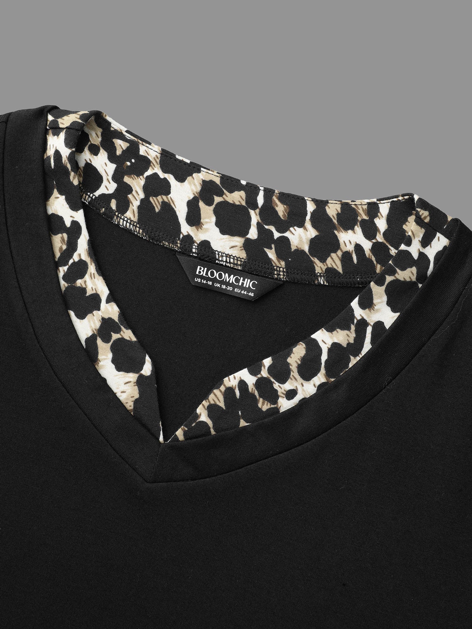 Contrast Patchwork Leopard Stretchy T-shirt