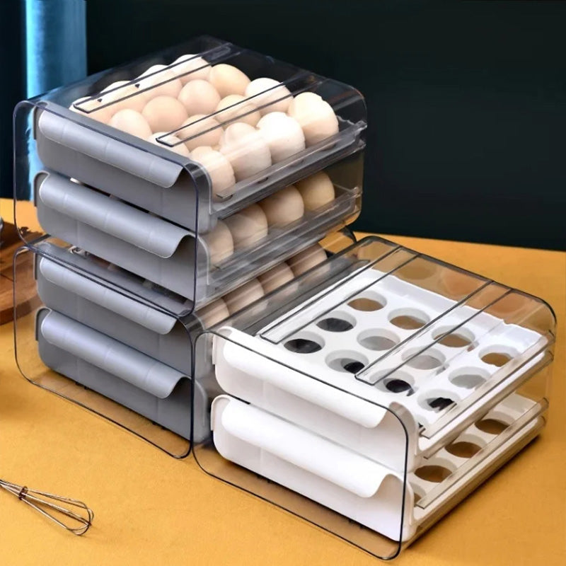 🔥Best Sales🔥  Pull-out food-grade refrigerator egg rack- stacks up to 32 eggs