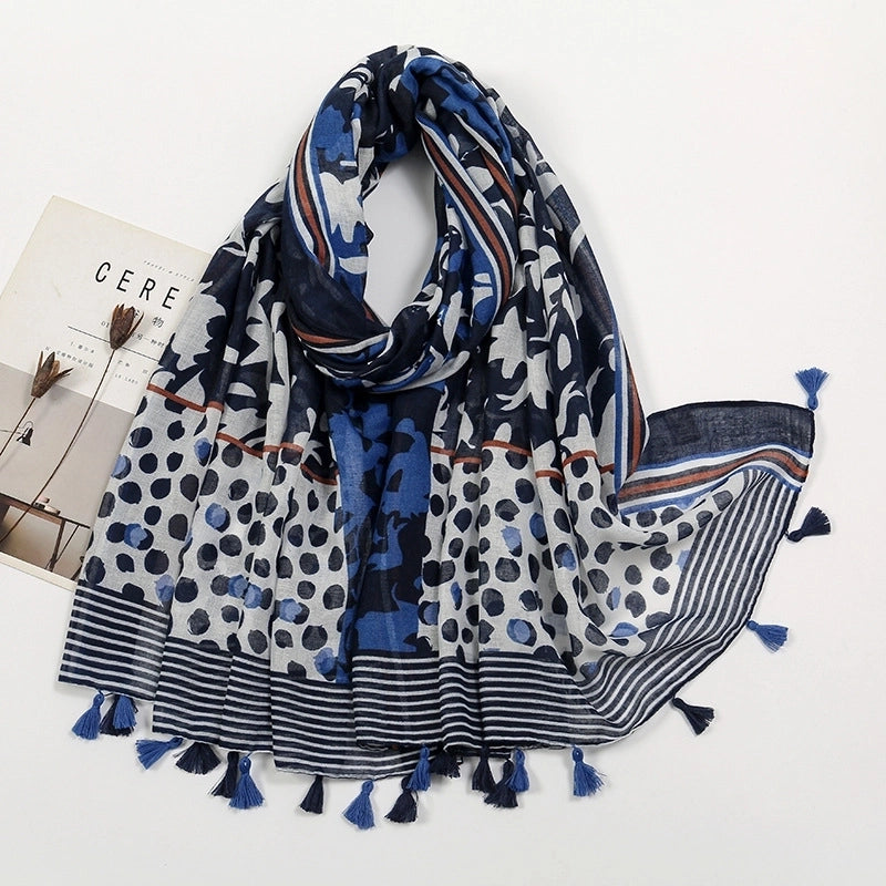Women'S Bohemian Geometric Cotton And Linen Scarf