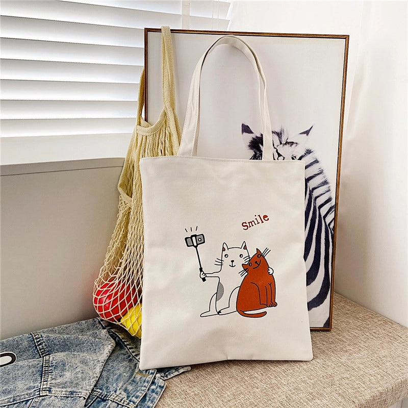Women's Medium Canvas Letter Classic Style Sewing Thread Square Zipper Canvas Bag