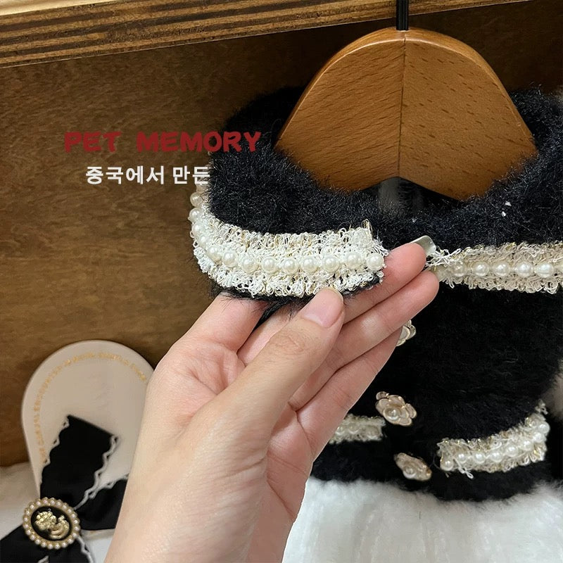 Sweet Bowknot Buttoned Dog Cat Sweater Dress