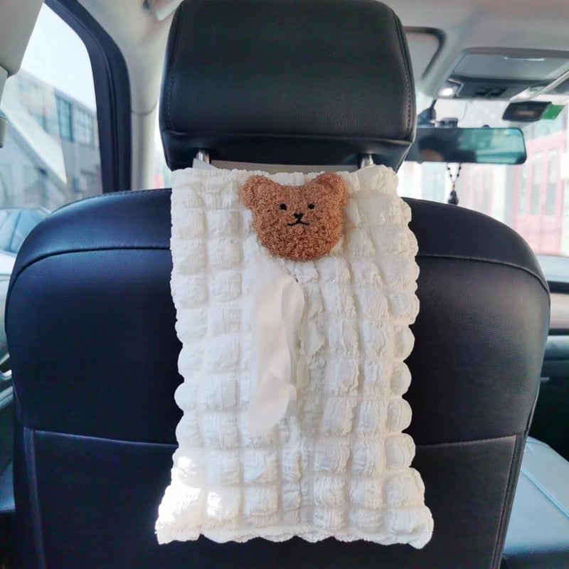 Casual Vacation Solid Color Bubble Fiber Fabric Tissue Dispenser