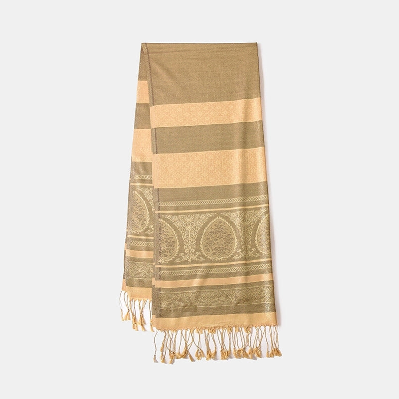 Women's Casual Classic Style Stripe Polyester Silk Scarf