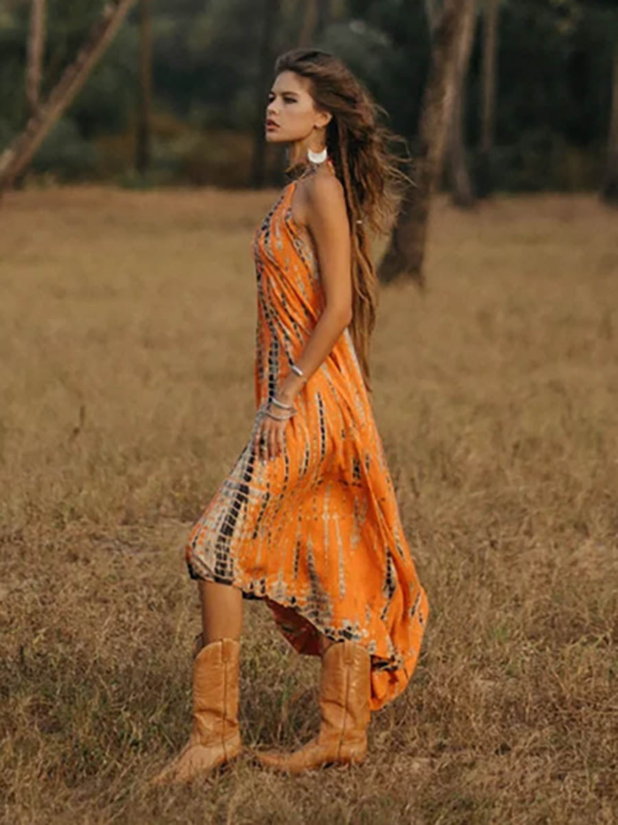 V-Neck Printed Camisole Dress