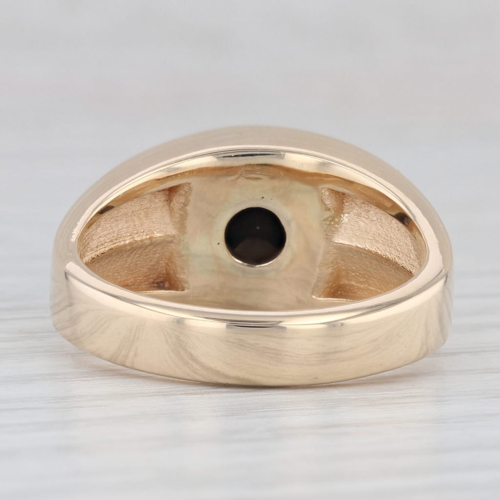 1ct Black Diamond Solitaire Men's Ring 14k Yellow Gold Size 10.75-11