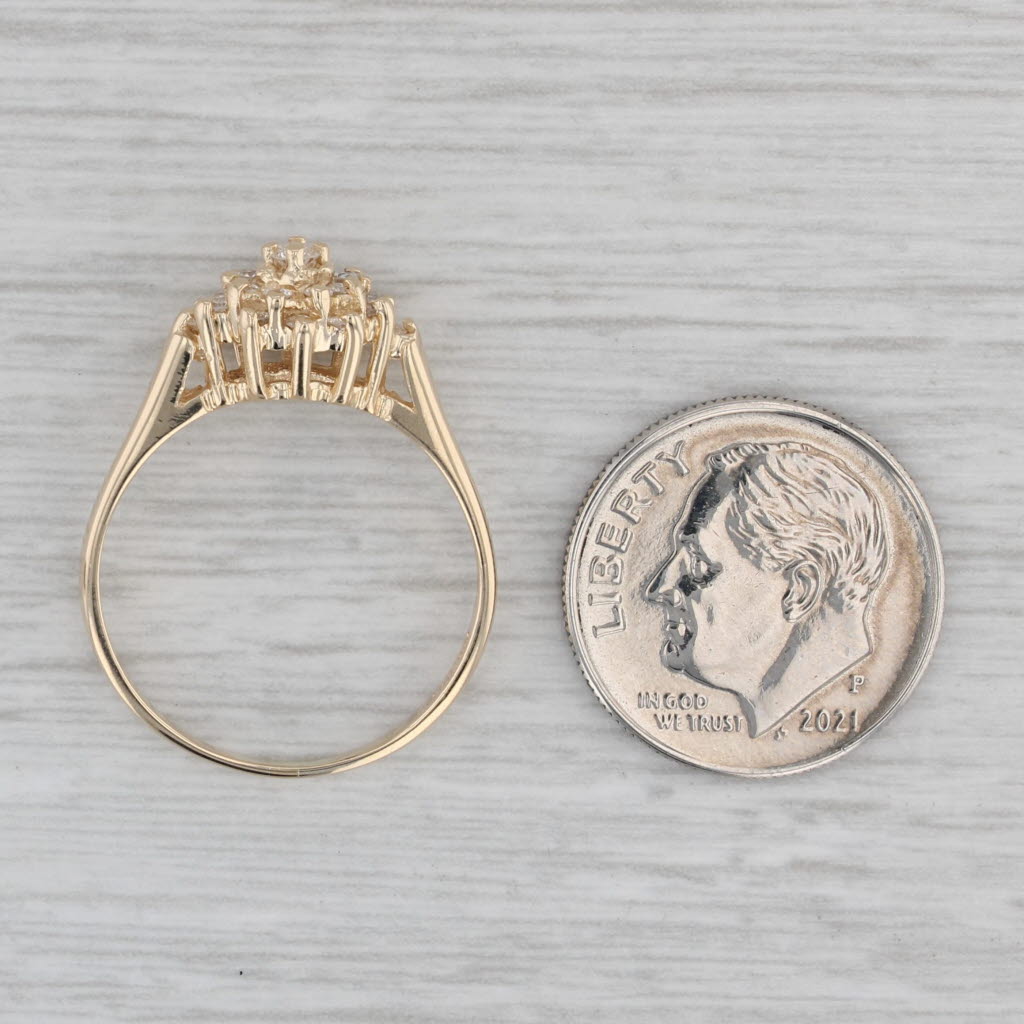 0.23ctw Diamond Cluster Engagement Ring 14k Yellow Gold Size 7.25