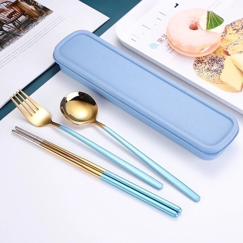 Fashion Solid Color Stainless Steel Tableware 1 Set