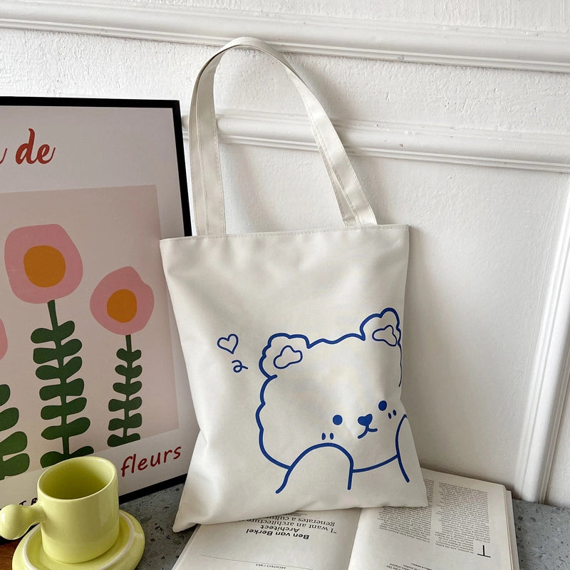Women's Preppy Style Letter Oxford Cloth Shopping Bags
