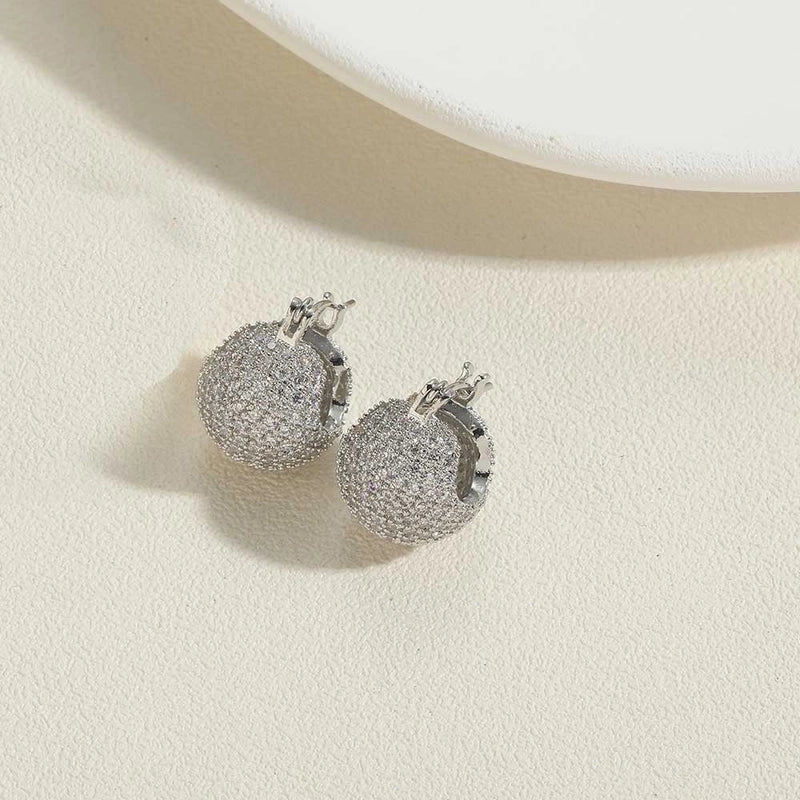 1 Pair Vintage Style Minimalist Commute Round Water Droplets Inlay Copper Zircon 14K Gold Plated Earrings Ear Studs