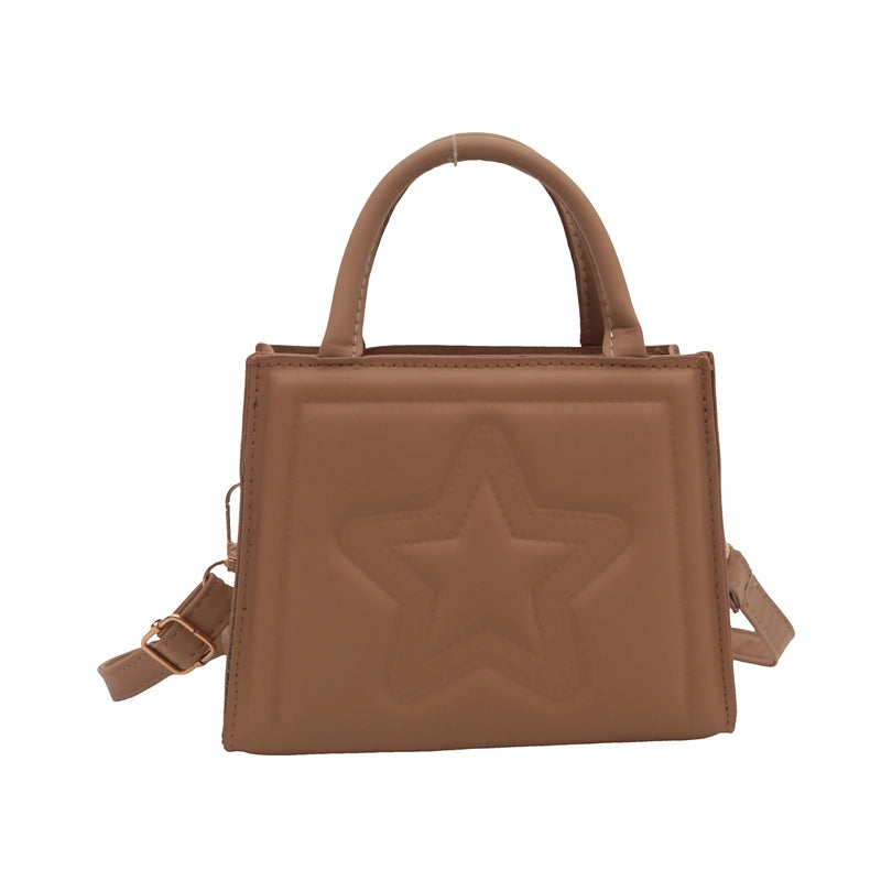Women's Pu Leather Star Solid Color Streetwear Square Zipper Shoulder Bag Crossbody Bag
