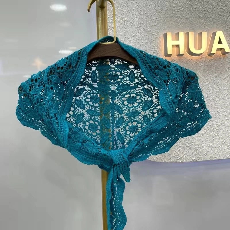Women's Sweet Flower Cotton Hollow Out Scarf