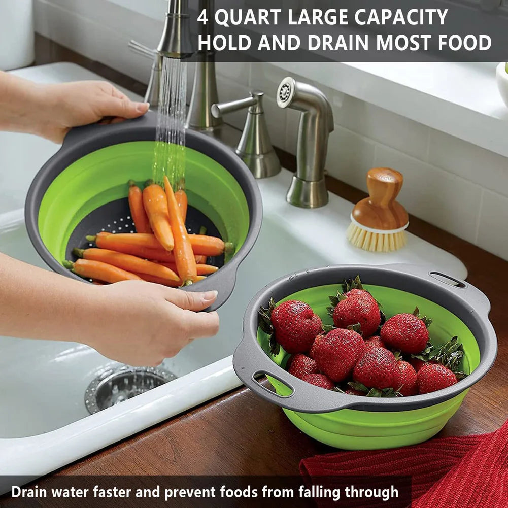 Foldable Silicone Drain Basket-Green(Large)