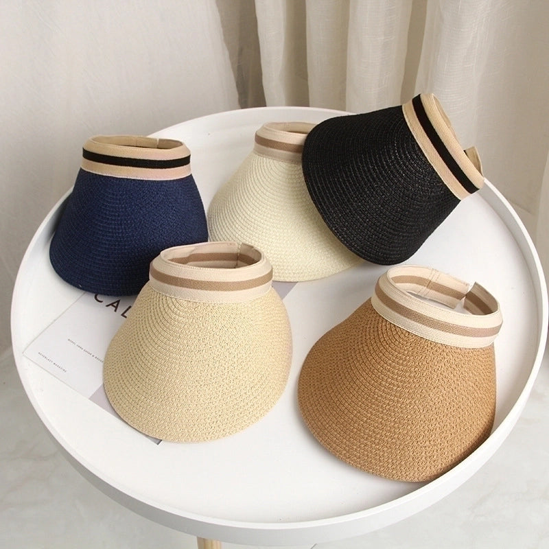 Women's Elegant Classic Style Color Block Wide Eaves Sun Hat
