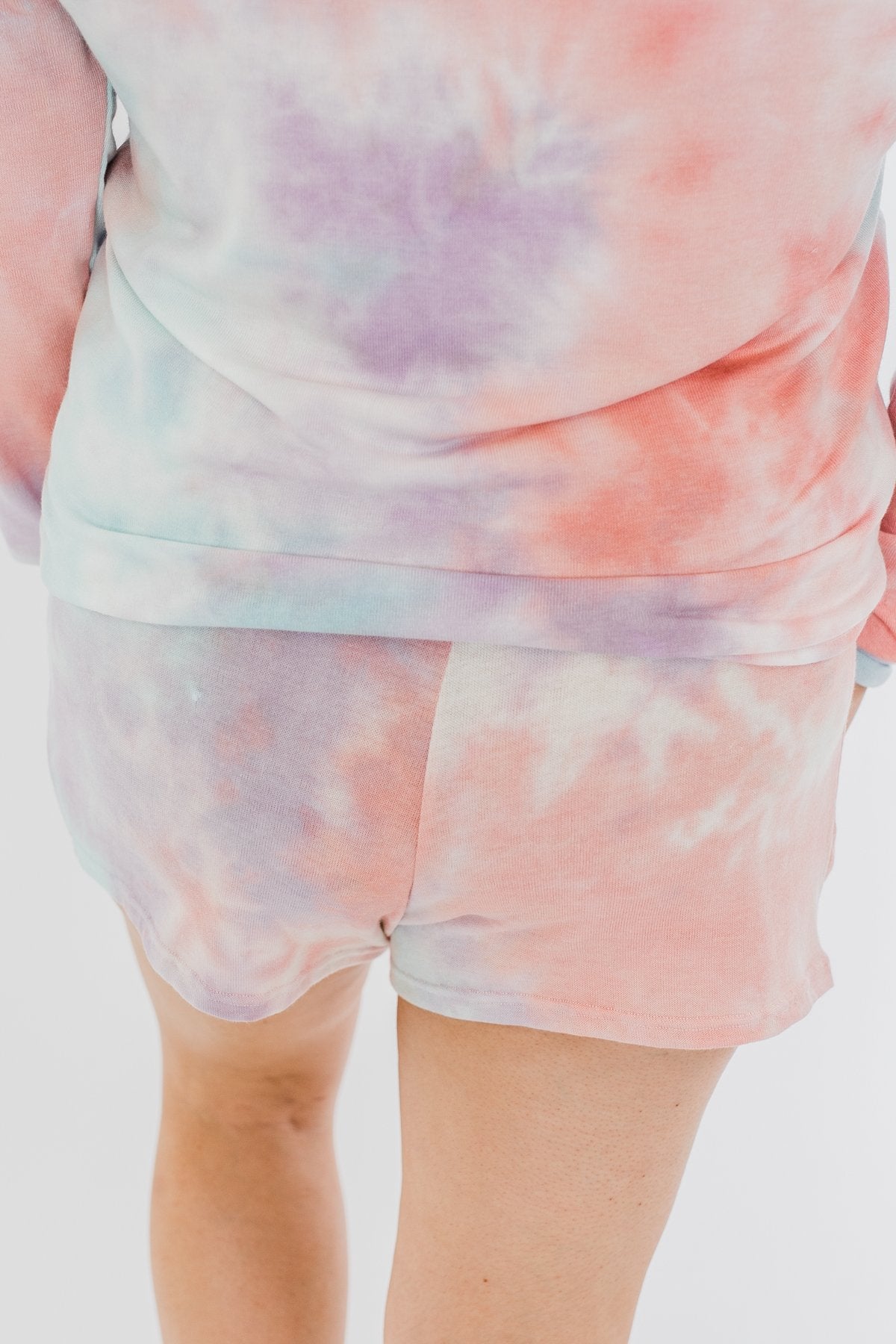 Tie Dye Lounge Shorts- Coral. Purple. & Blue