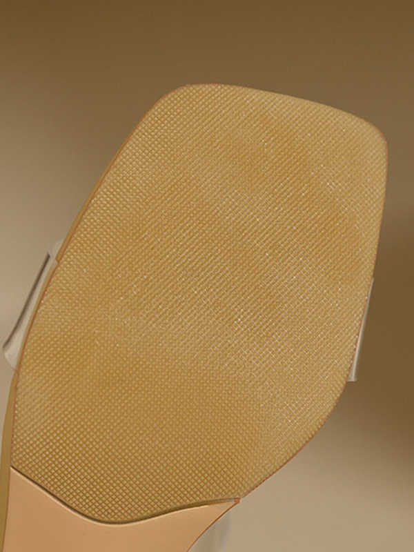 Open Toe Split-Joint Square-Toe Transparent Pumps Sandals Slippers
