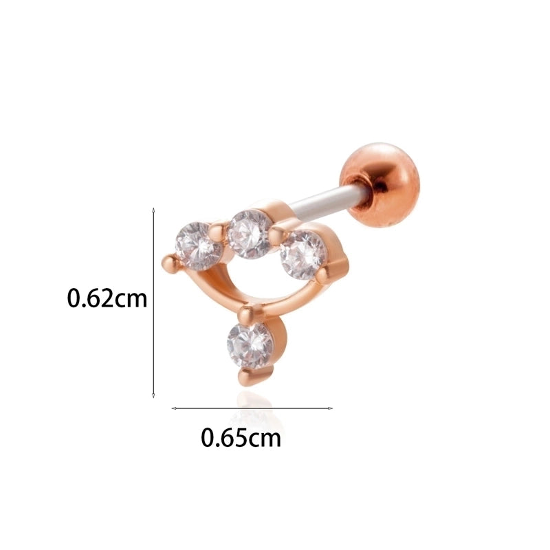 1 Piece Ear Cartilage Rings & Studs Minimalist Classic Style Star Moon Butterfly 316L Stainless Steel  Copper Plating Inlay Zircon