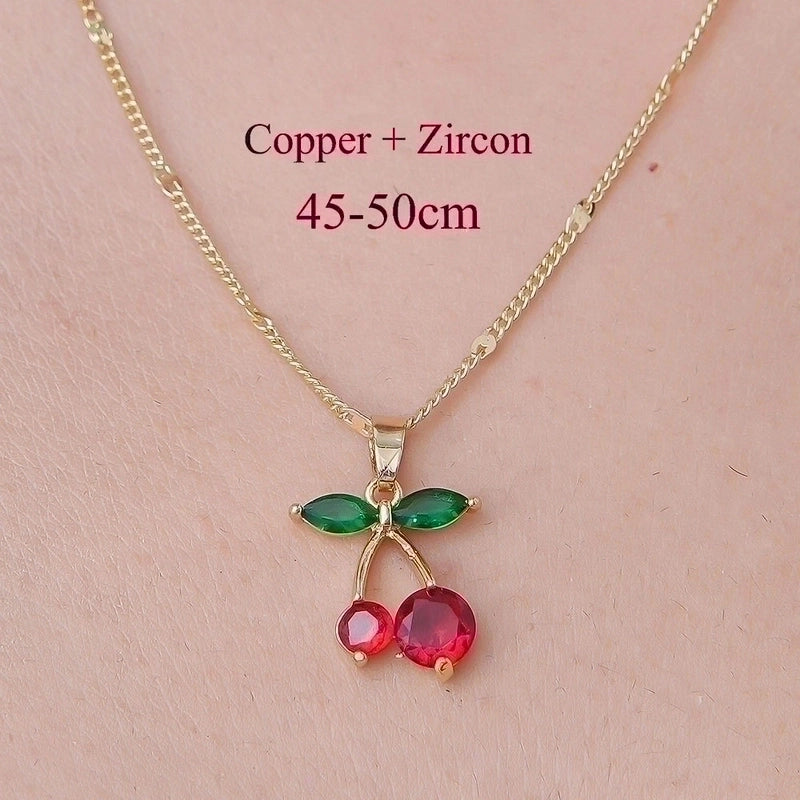 Minimalist Devil's Eye Cherry Heart Shape Stainless Steel Titanium Steel Polishing Plating Inlay Zircon Pendant Necklace