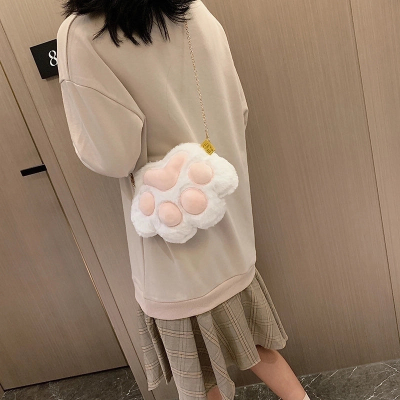 Women's Small Plush Solid Color Cute Zipper Crossbody Bag