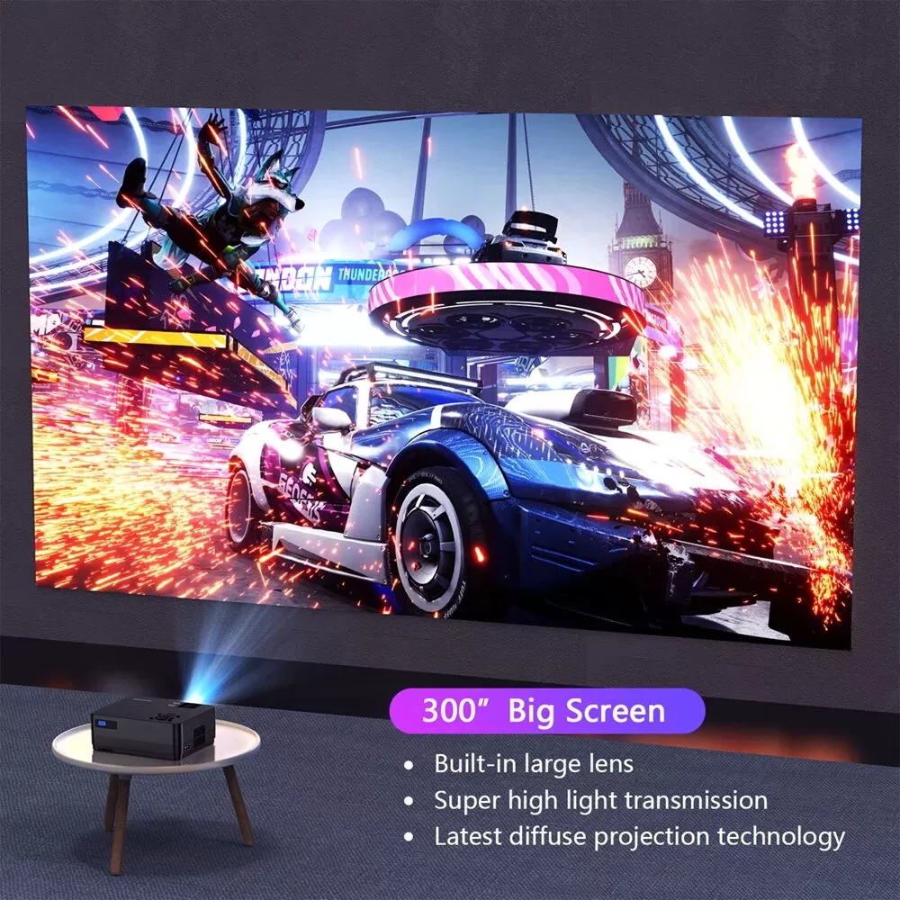 🔥ROCONIA Proyector 5G WiFi Bluetooth Nativo 1080P, Proyector de películas Full HD de 13000 lm, tecnología LCD, pantalla de 300 pulgadas, compatible con cine en casa 4k, (pantalla de proyector incluida)