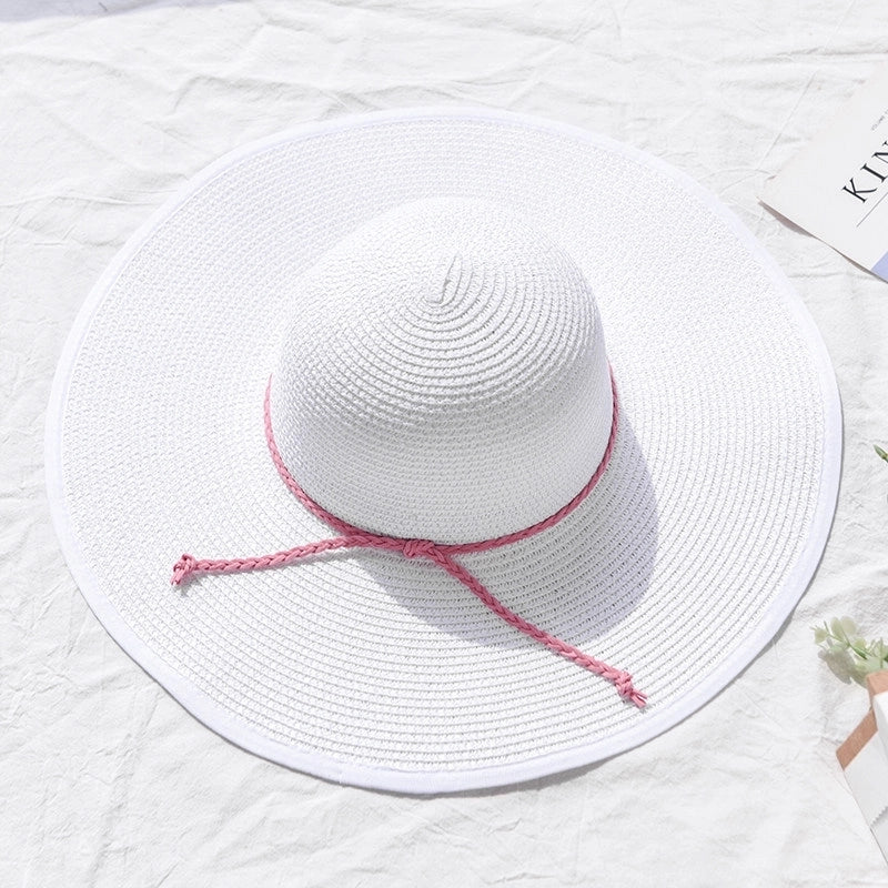 Women's Basic Pastoral Solid Color Big Eaves Straw Hat