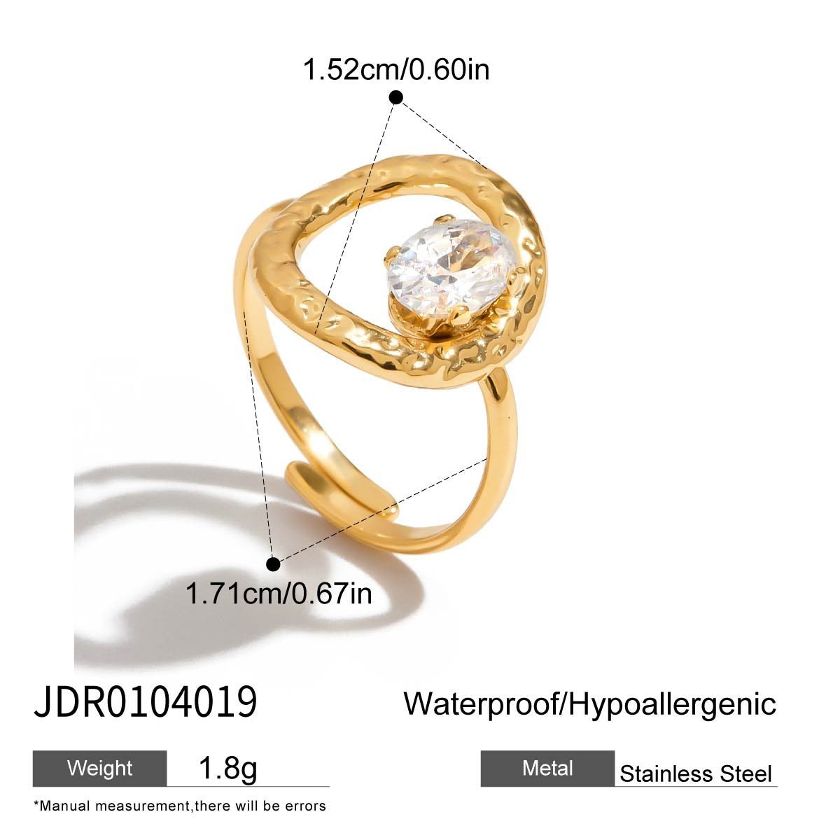 Jie Ding Zircon Ring Titanium Steel Female Ring Stainless Steel Jewelry