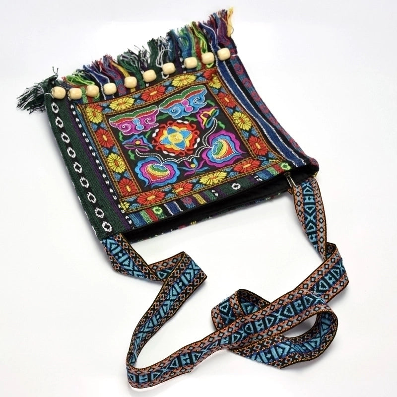 Women's Small Cotton Flower Ethnic Style Square Zipper Crossbody Bag